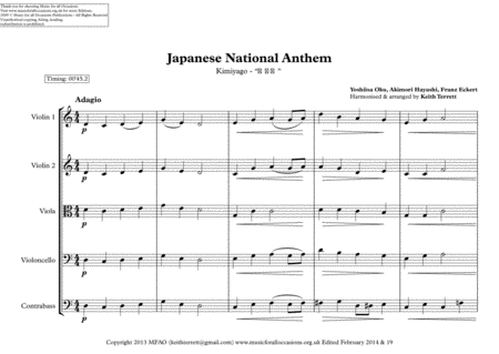 Japanese National Anthem For String Orchestra Mfao World National Anthem Series Page 2