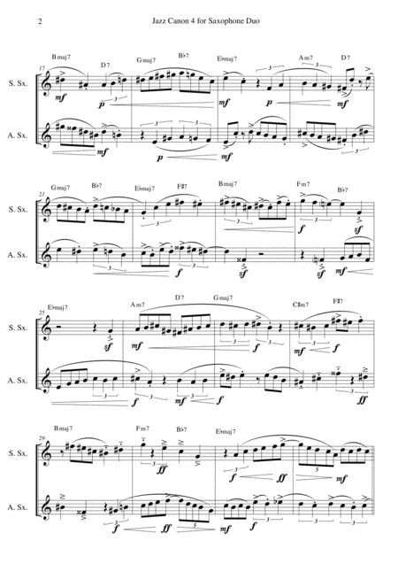 Jazz Canon 4 For Saxophone Duo Page 2