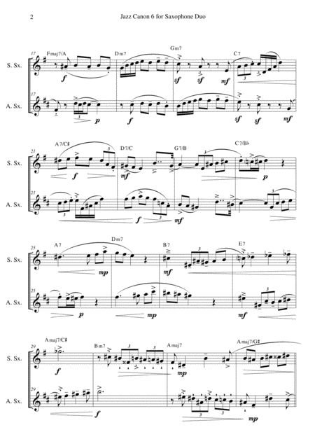 Jazz Canon 6 For Saxophone Duo Page 2