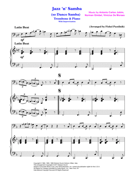 Jazz N Samba So Danco Samba With Improvisation For Trombone And Piano Video Page 2