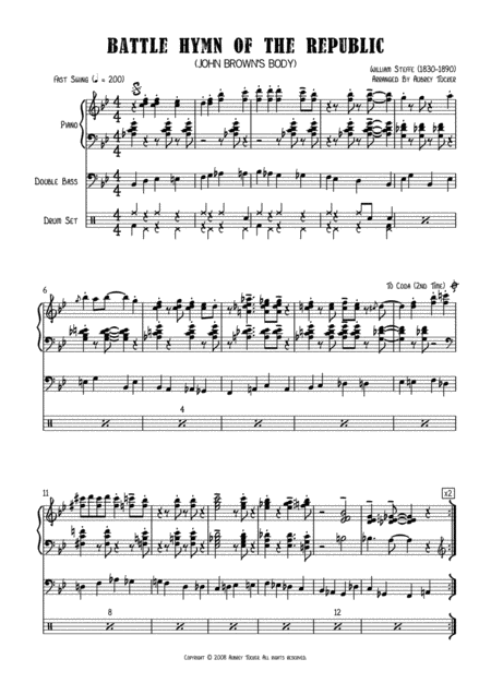 Jazz Piano Trio Battle Hymn Of The Republic John Browns Body William Steffe Page 2