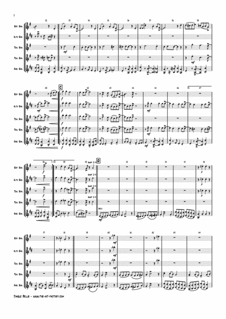 Jazzy Jingle Bells Christmas Swing Saxophone Quintet Page 2