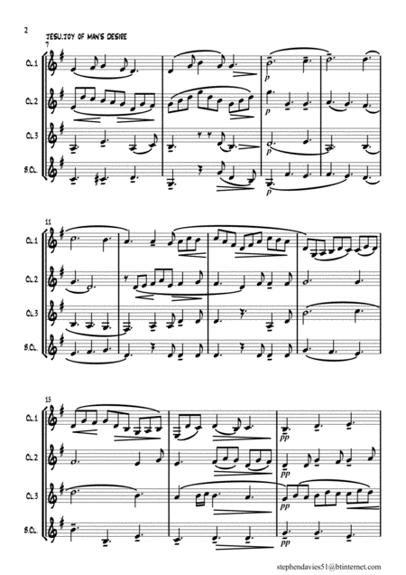 Jesu Joy Of Mans Desire From Cantata Bwv147 By Js Bach For Clarinet Quartet Page 2