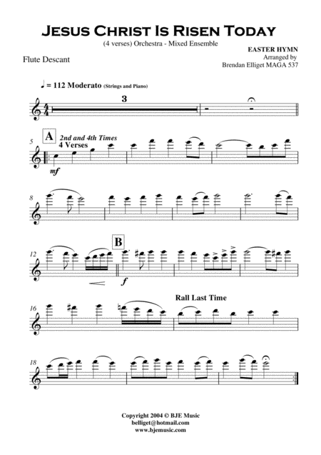 Jesus Christ Is Risen Today Easter Hymn Orchestra Or Mixed Ensemble Page 2