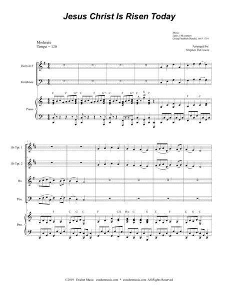 Jesus Christ Is Risen Today For Brass Quartet And Piano Page 2