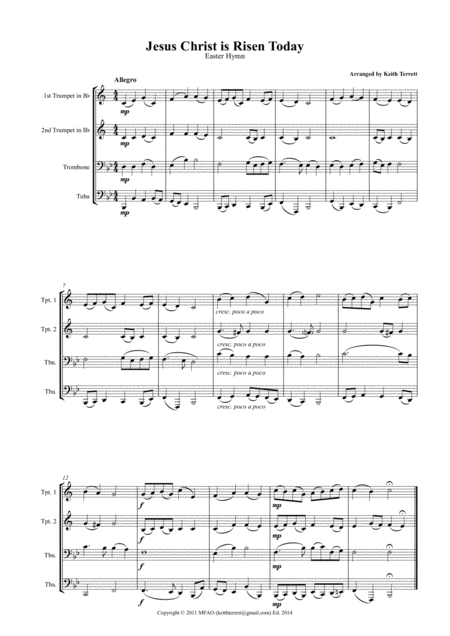 Jesus Christ Is Risen Today For Brass Quartet With Descant Page 2