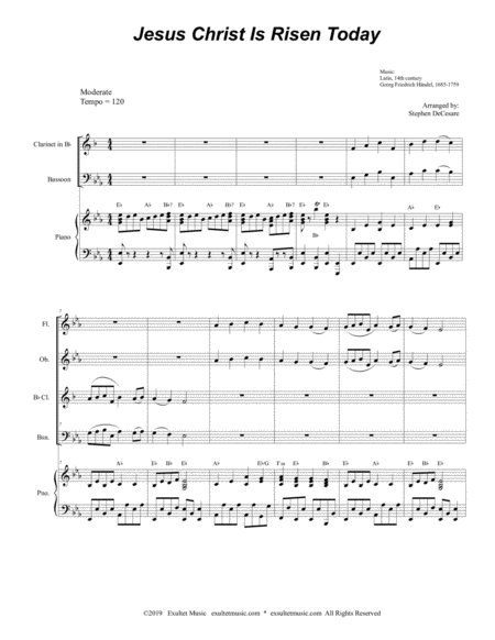Jesus Christ Is Risen Today For Woodwind Quartet And Piano Page 2