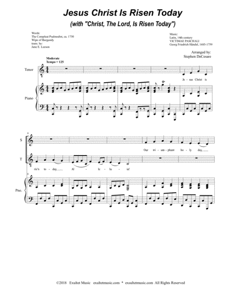 Jesus Christ Is Risen Today With Christ The Lord Is Risen Today For 2 Part Choir Soprano Tenor Page 2