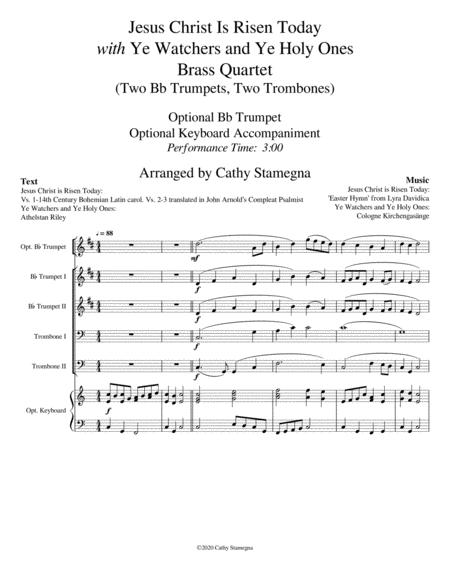Jesus Christ Is Risen Today With Ye Watchers And Ye Holy Ones Brass Quartet Two Bb Trumpets Two Trombones Page 2