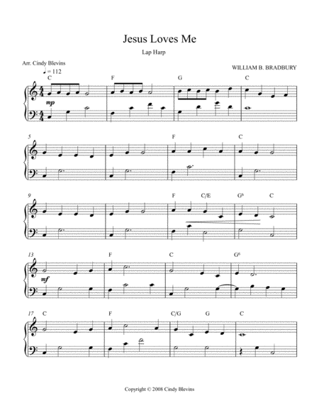 Jesus Loves Me Arranged For Lap Harp From My Book Feast Of Favorites Vol 4 Page 2