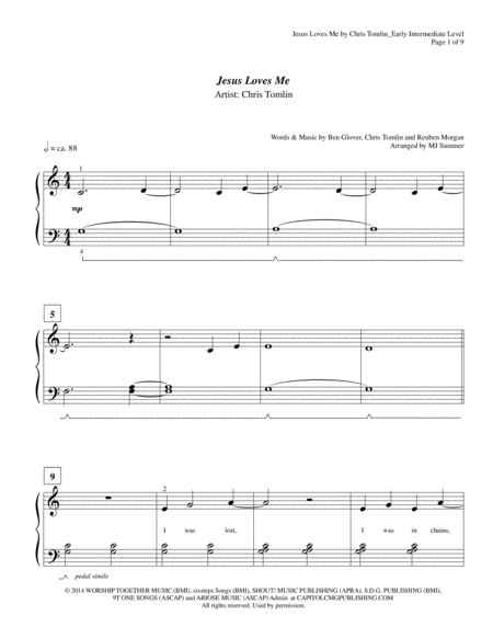 Jesus Loves Me By Chris Tomlin Easy Piano Page 2