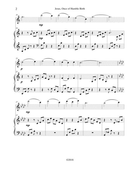 Jesus Once Of Humble Birth For Violin Or Flute Solo With Piano Accompaniment Page 2