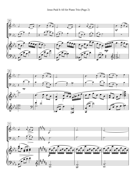 Jesus Paid It All For Piano Trio Page 2