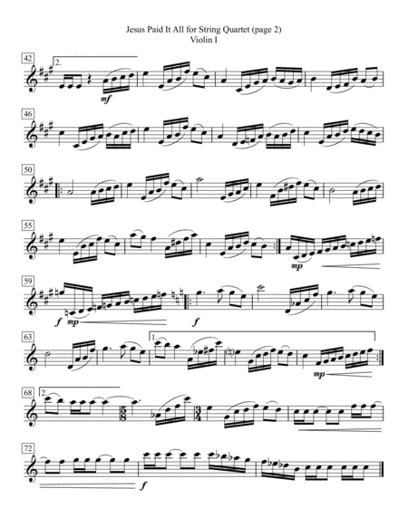 Jesus Paid It All For String Quartet Page 2