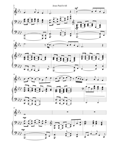 Jesus Paid It All Horn And Piano With Hrn Part Page 2