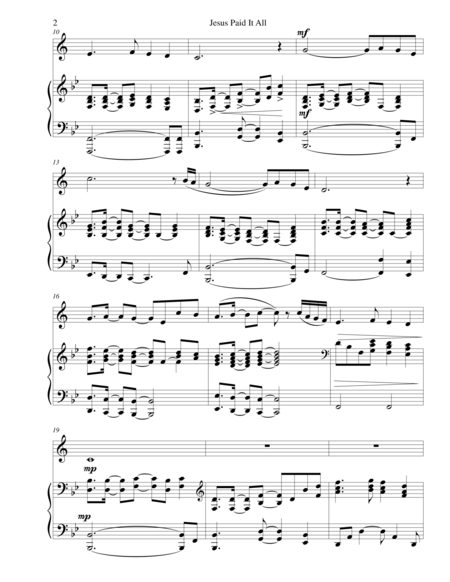 Jesus Paid It All Trumpet And Piano Page 2