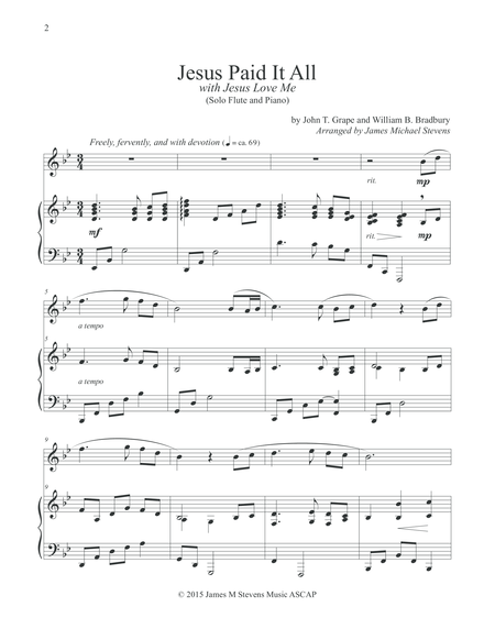 Jesus Paid It All With Jesus Loves Me Flute Piano Page 2