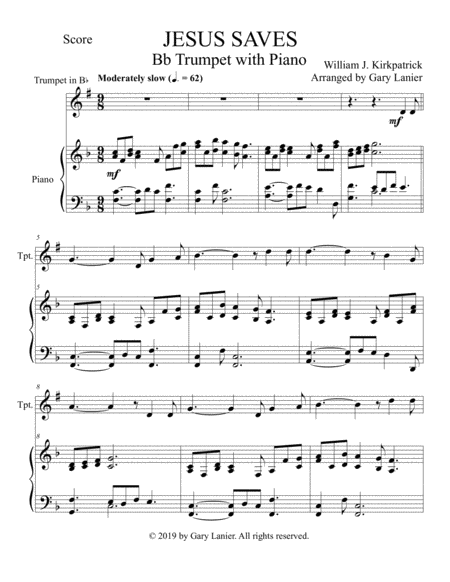 Jesus Saves Bb Trumpet With Piano Score Part Included Page 2