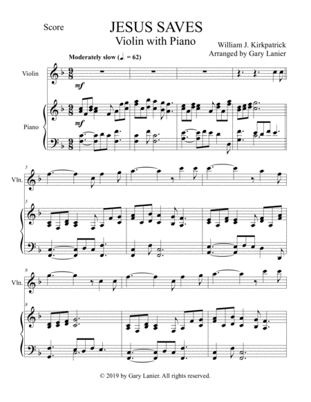 Jesus Saves Violin With Piano Score Part Included Page 2