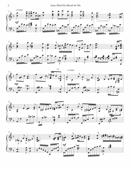 Jesus Shed His Blood For Me Piano Hymn Arrangement Page 2