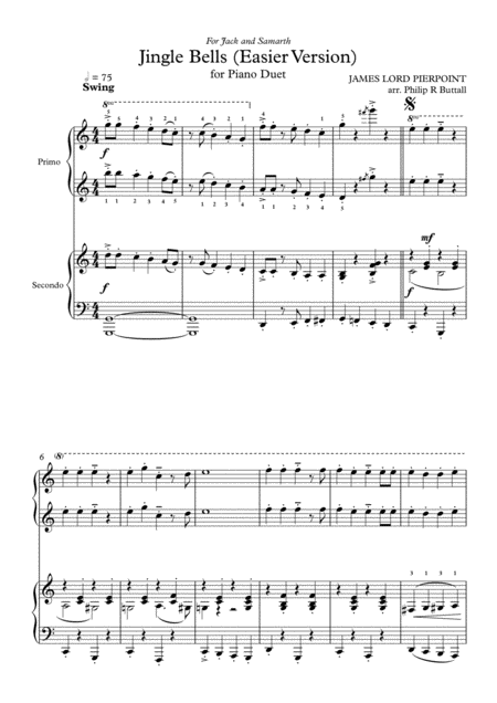 Jingle Bells Easier Version Piano Duet Four Hands Page 2
