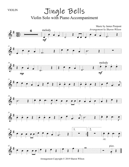 Jingle Bells Easy Violin Solo With Piano Accompaniment Page 2