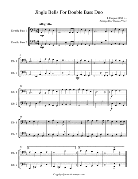 Jingle Bells For Double Bass Duo Page 2