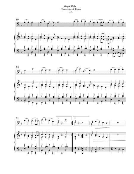Jingle Bells For Trombone Piano Page 2