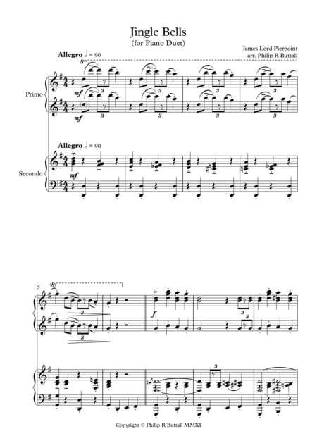 Jingle Bells Piano Duet Four Hands Page 2