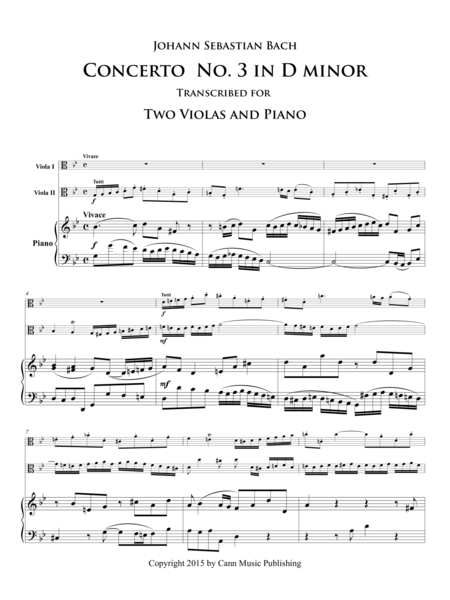 Johann Sebastian Bach Concerto For Two Violins In D Minor Transcribed For Two Violas Page 2