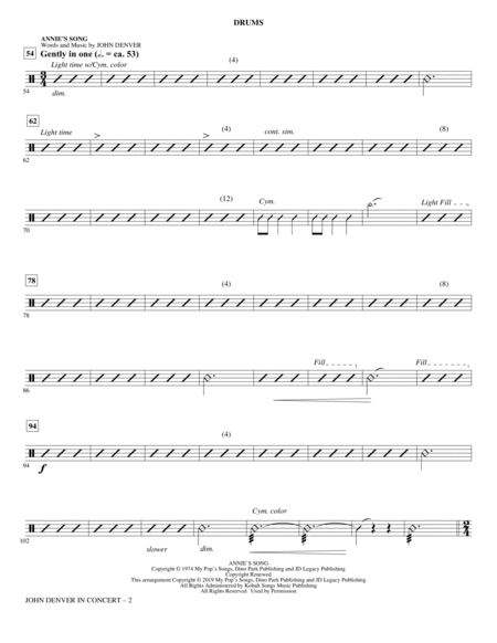 John Denver In Concert Arr Alan Billingsley Drums Page 2