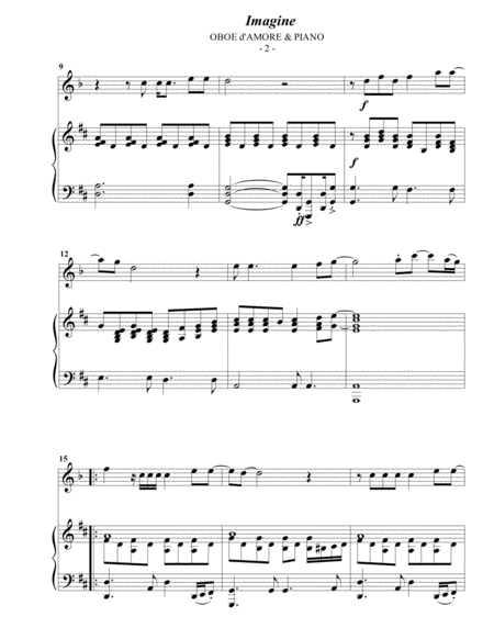 John Lennon Imagine For Oboe D Amore Piano Page 2