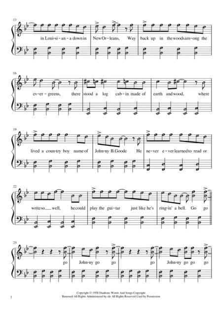 Johnny B Goode Piano Solo With Note Names Page 2