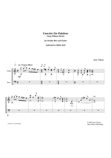 Jos Vtores Cancin Sin Palabras Song Without Words For Double Bass And Guitar Page 2