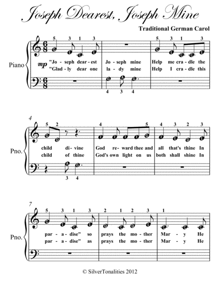 Joseph Dearest Joseph Mine Beginner Piano Sheet Music Page 2