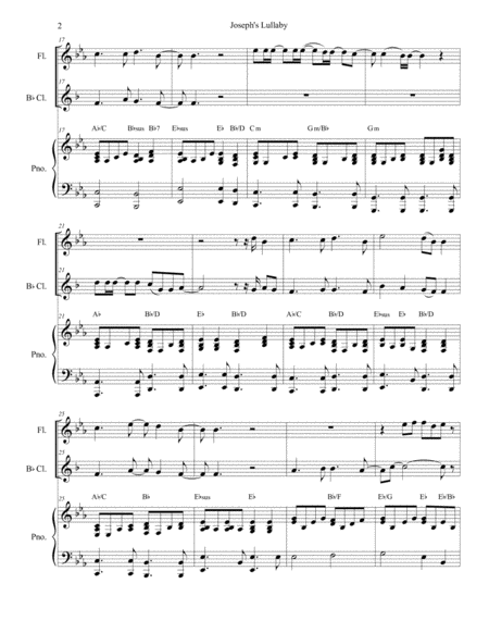 Josephs Lullaby Duet For Flute And Bb Clarinet Page 2