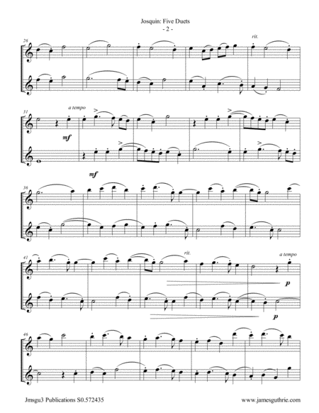 Josquin Five Duets For Bb Sax Duo Page 2