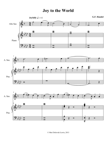 Joy To The World E Flat Saxes Alto Baritone Piano Page 2