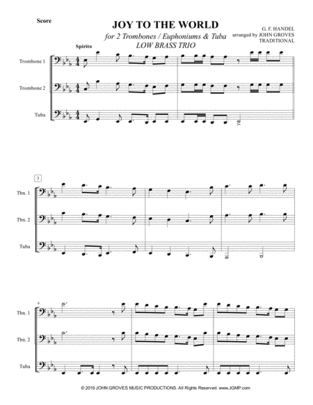 Joy To The World For 2 Trombones Tuba Low Brass Trio Page 2