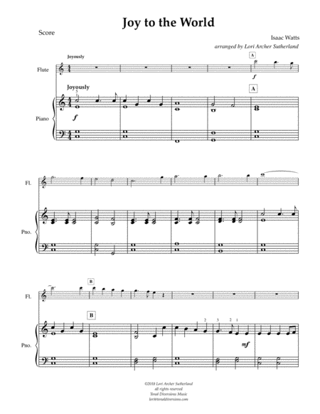 Joy To The World For Beginner Flute Piano Page 2