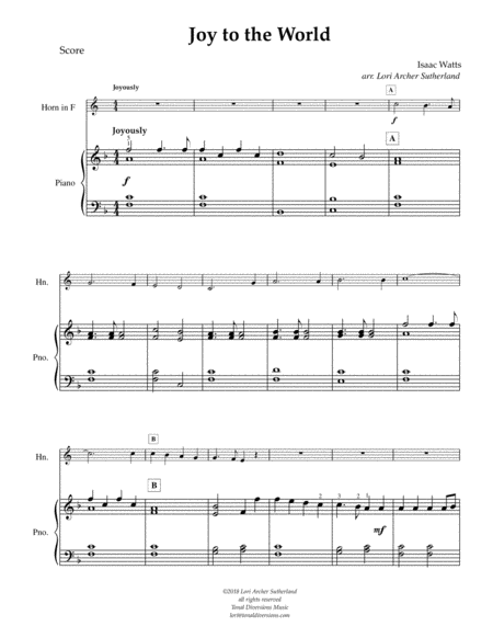 Joy To The World For Beginner Horn Piano Page 2