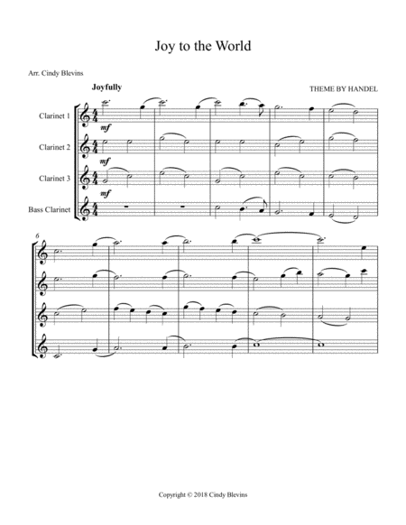 Joy To The World For Clarinet Quartet With Bass Clarinet Page 2