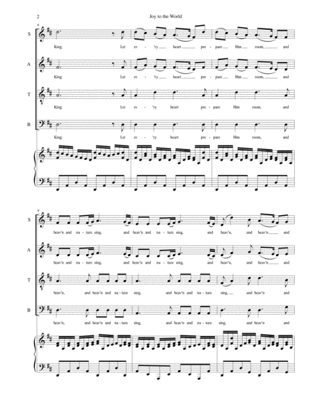 Joy To The World For Satb Choir With Piano Accompaniment Page 2