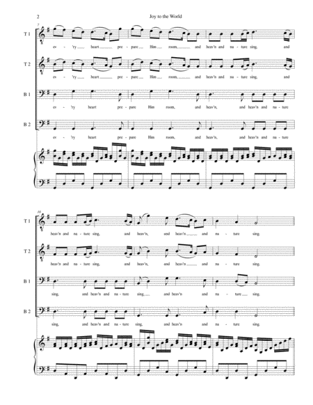 Joy To The World For Ttbb Choir With Piano Accompaniment Page 2