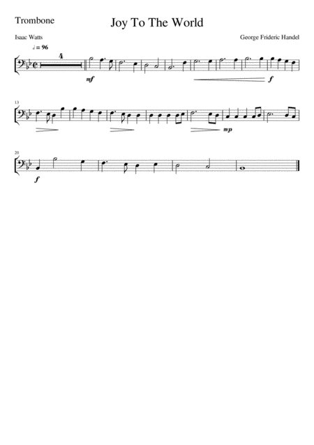 Joy To The World Trombone Bass Clef Solo Page 2