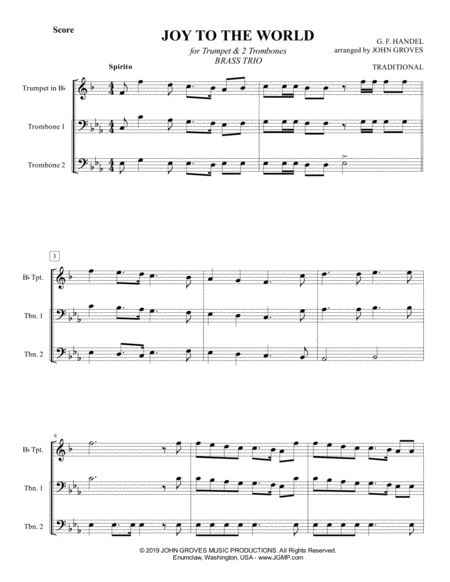 Joy To The World Trumpet 2 Trombone Brass Trio Page 2