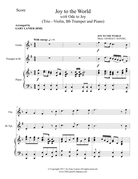 Joy To The World With Ode To Joy Trio Violin Bb Trumpet With Piano Score Parts Page 2