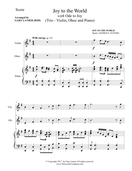 Joy To The World With Ode To Joy Trio Violin Oboe With Piano Score Parts Page 2