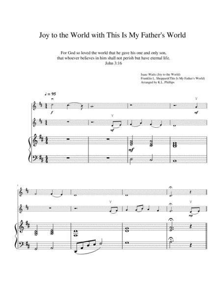 Joy To The World With This Is My Fathers World Violin Duo With Piano Accompaniment Page 2