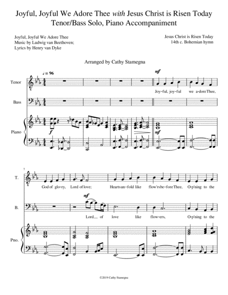 Joyful Joyful We Adore Thee With Jesus Christ Is Risen Today Tenor Bass Solo Piano Acc Page 2